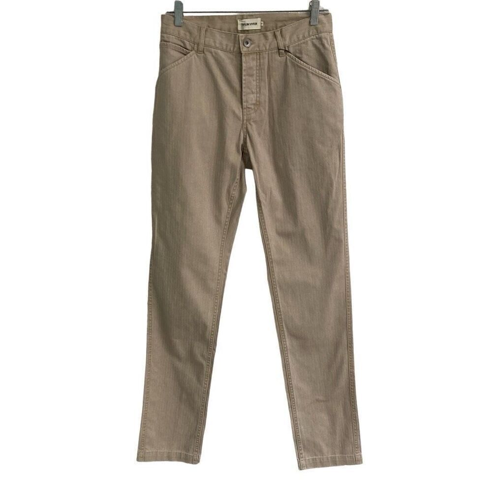 Taylor Stitch Chinos Mens 28 The Camp Pants In Khaki Tan‎ Herringbone NEW